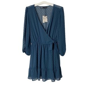 ZARA Swiss Dot Faux Wrap Romper Dress